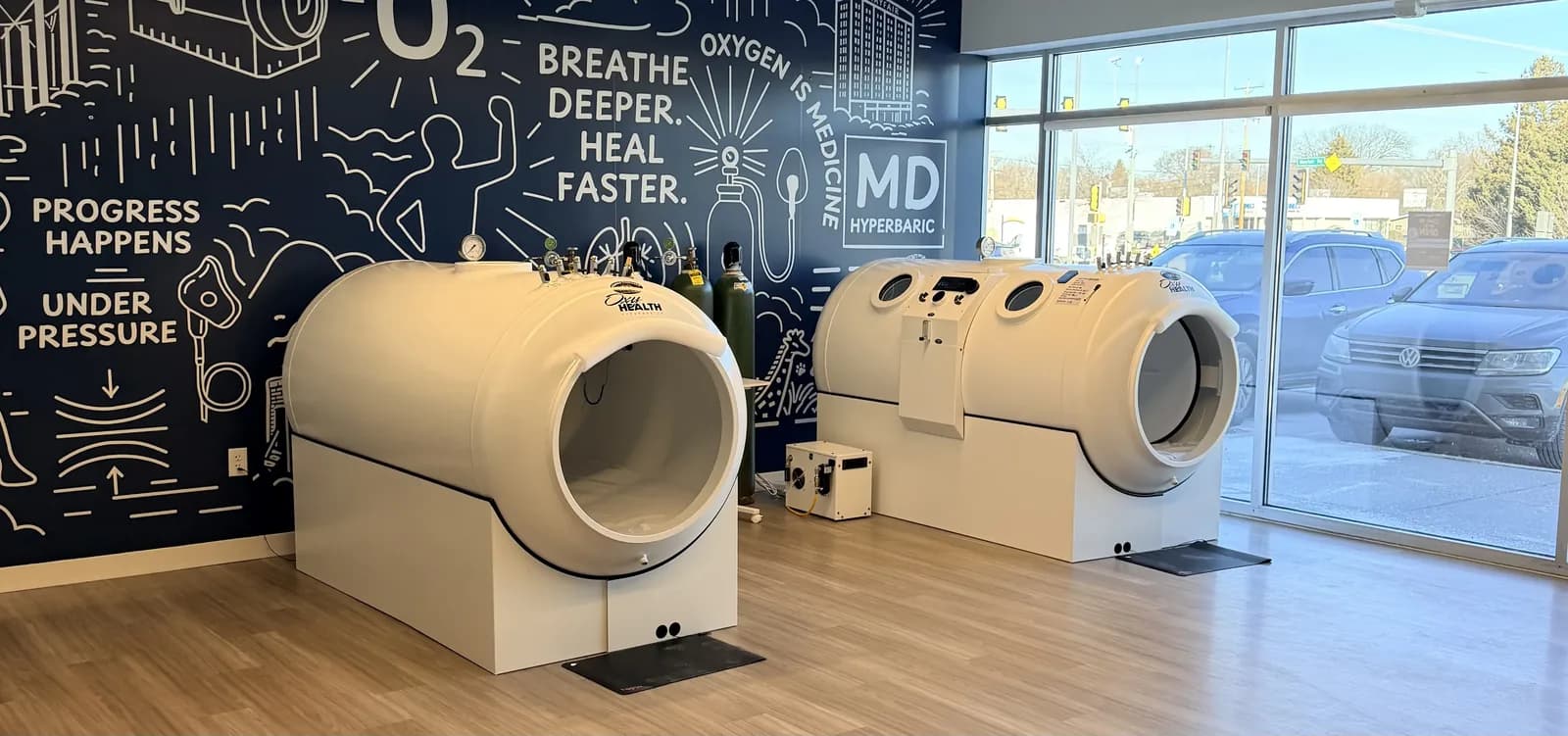 MD Hyperbaric treatment suite with hyperbaric chambers