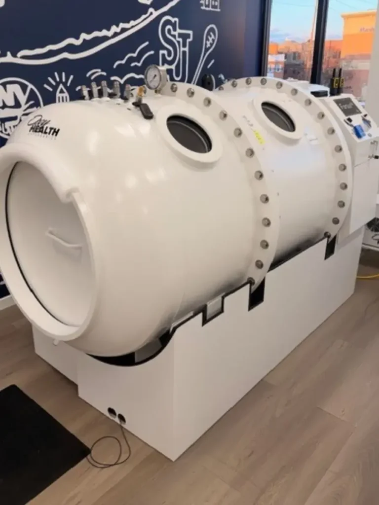 Medical-grade hyperbaric oxygen therapy chamber at MD Hyperbaric Manhasset on Long Island
